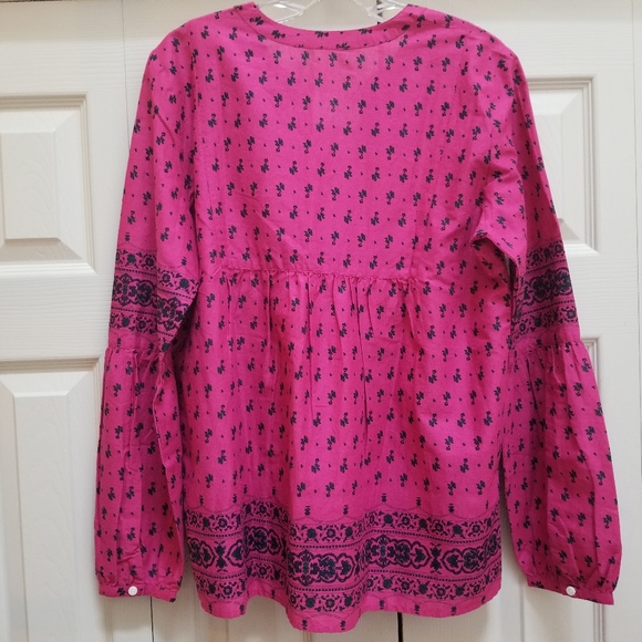 Mulberry Purple Border Print Boho Woven womens Top - Picture 2 of 9